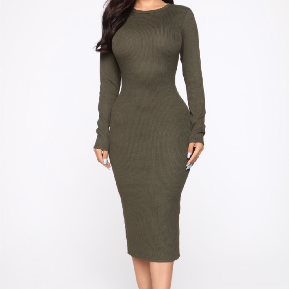 long sleeve midi dress